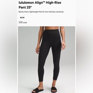 Lululemon Align High-Rise 25” leggings size 0
